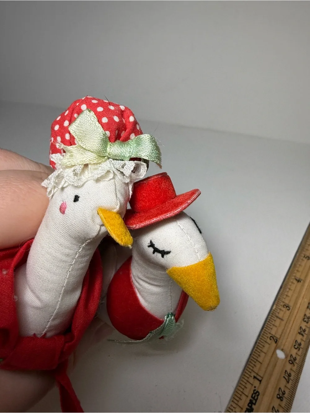 Vintage Mother and Father Goose Christmas Ornaments 80s